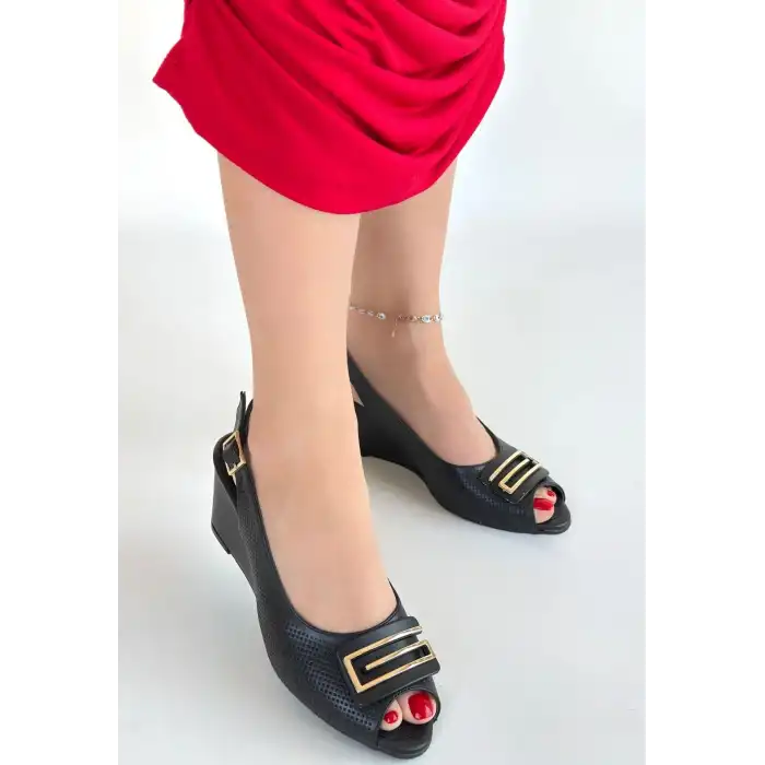 MAMBA SİYAH CİLT DOLGU TOPUK AYAKKABI