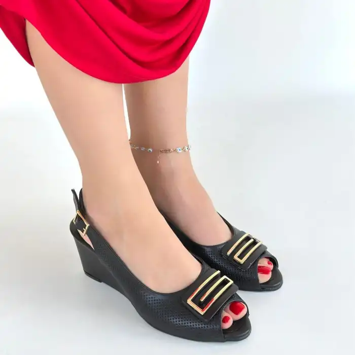 MAMBA SİYAH CİLT DOLGU TOPUK AYAKKABI