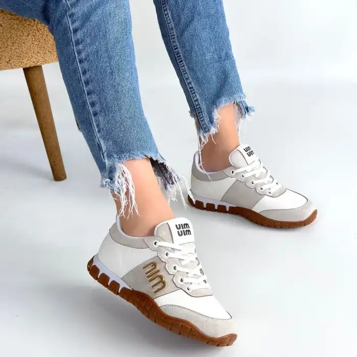 MARJE BEYAZ CİLT BAĞCIKLI SPOR AYAKKABI