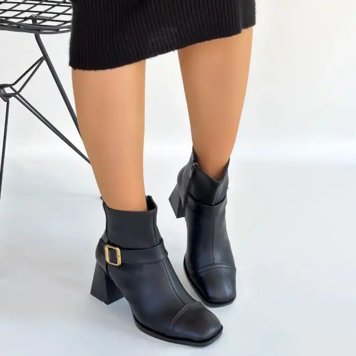 MEJJO SİYAH CİLT TOPUKLU BOT