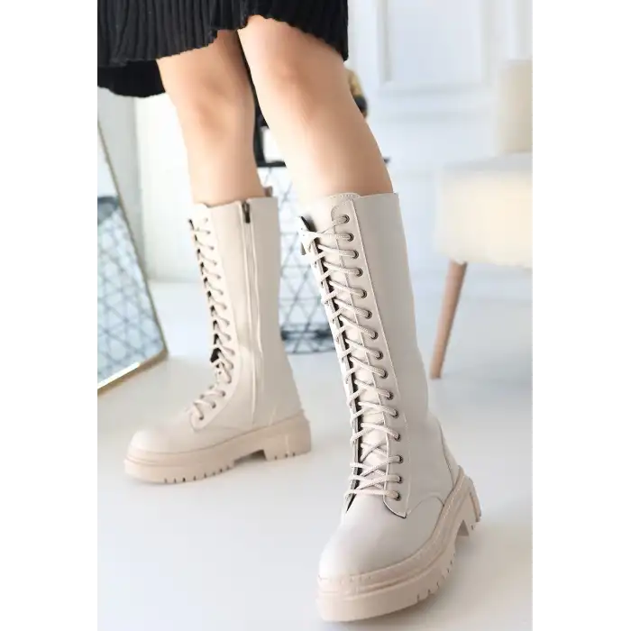 MENND BEJ CİLT BAĞCIKLI ÇİZME