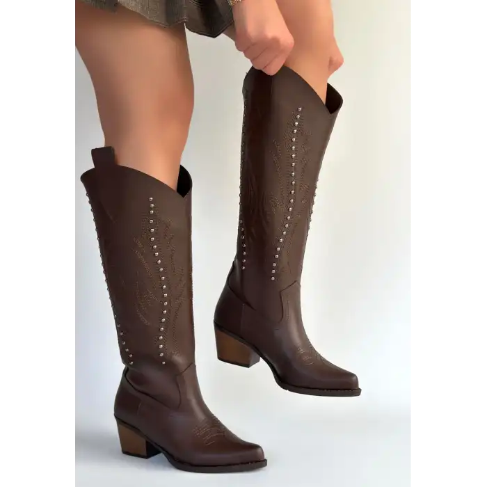 MEOF ACI KAHVE CİLT TOPUKLU ÇİZME