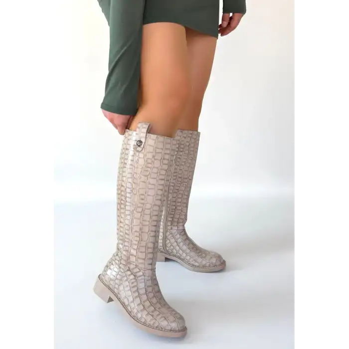 METTA BEJ CİLT DESENLİ ÇİZME