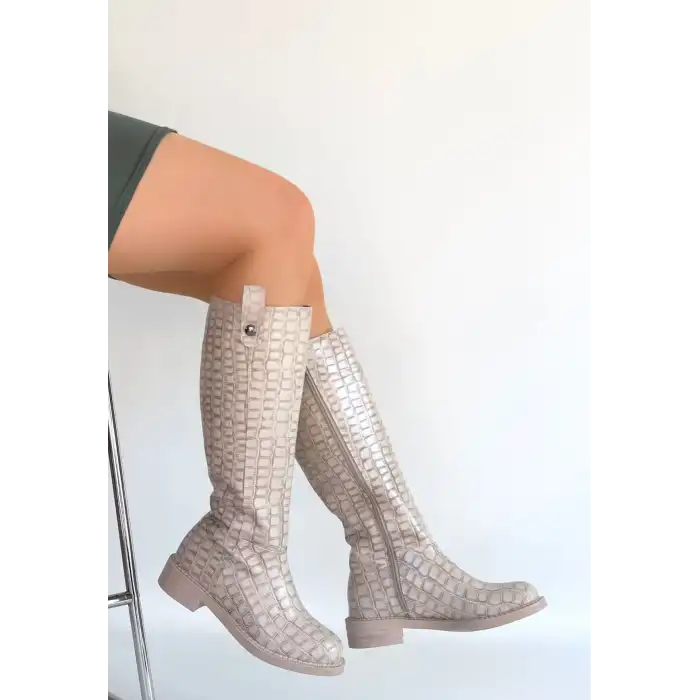 METTA BEJ CİLT DESENLİ ÇİZME