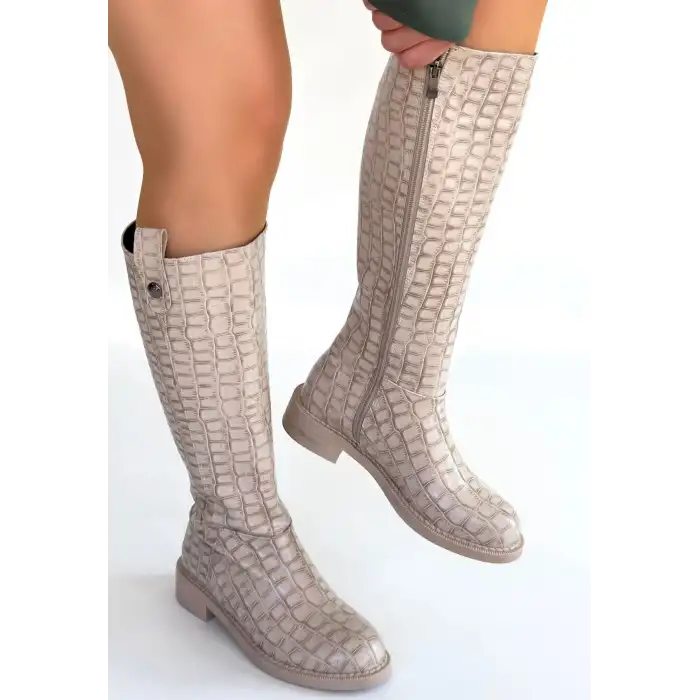 METTA BEJ CİLT DESENLİ ÇİZME