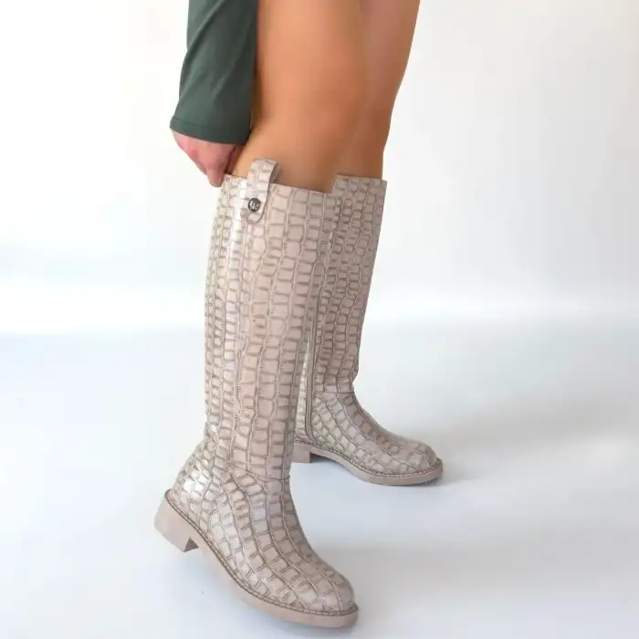 METTA BEJ CİLT DESENLİ ÇİZME