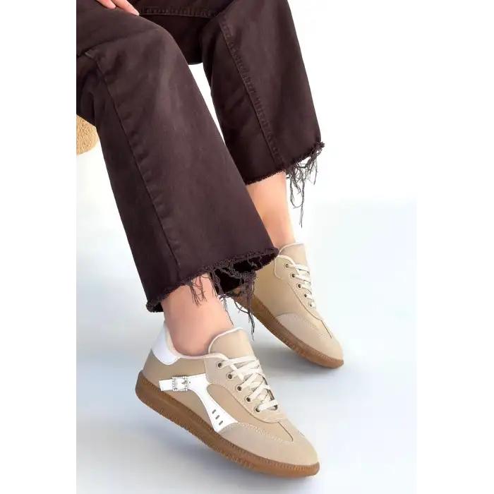 MİER BEJ CİLT BAĞCIKLI SPOR AYAKKABI