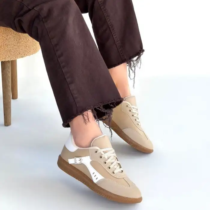 MİER BEJ CİLT BAĞCIKLI SPOR AYAKKABI