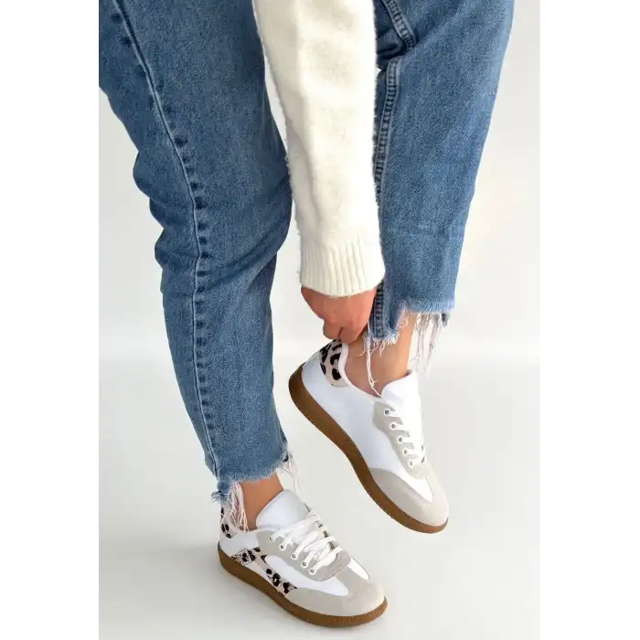 MİER BEYAZ CİLT BAĞCIKLI SPOR AYAKKABI