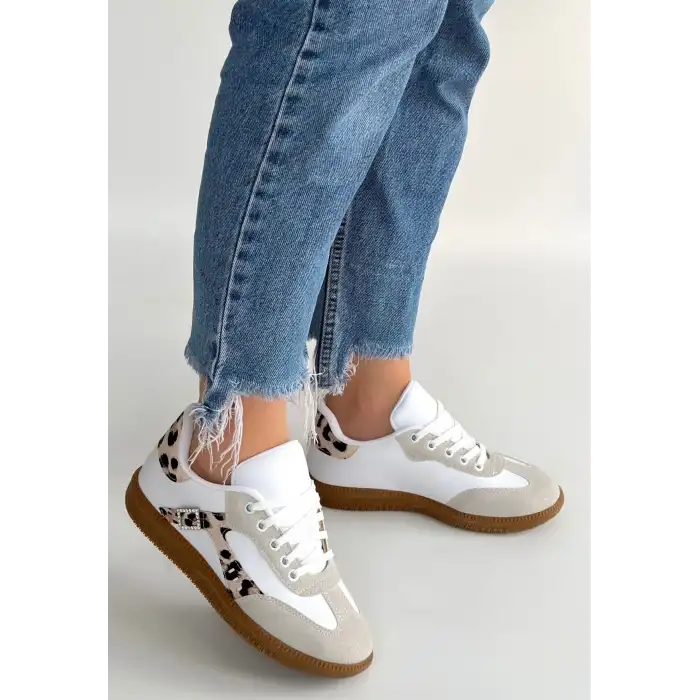 MİER BEYAZ CİLT BAĞCIKLI SPOR AYAKKABI