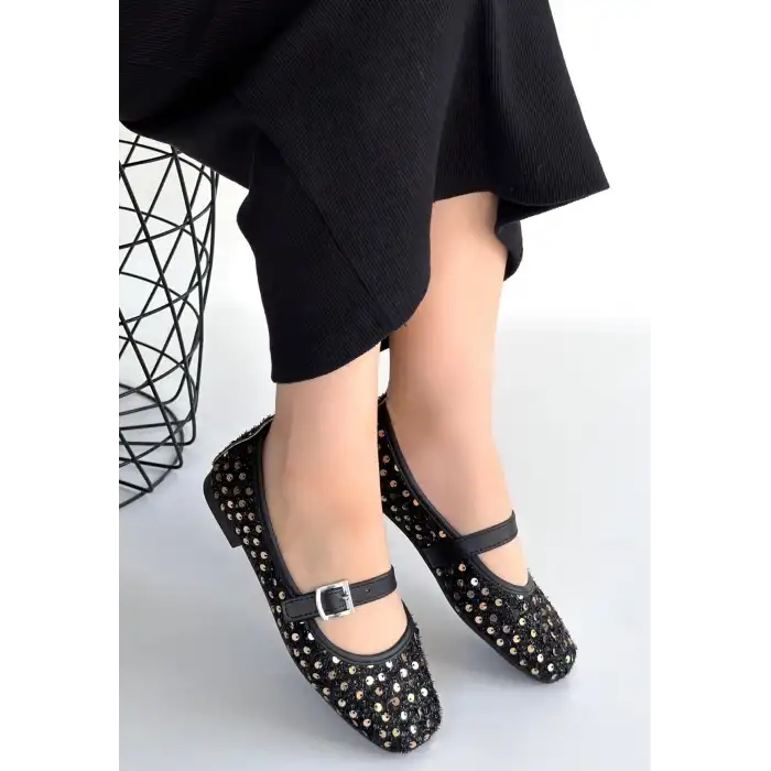 MODEN SİYAH SÜET BABET AYAKKABI