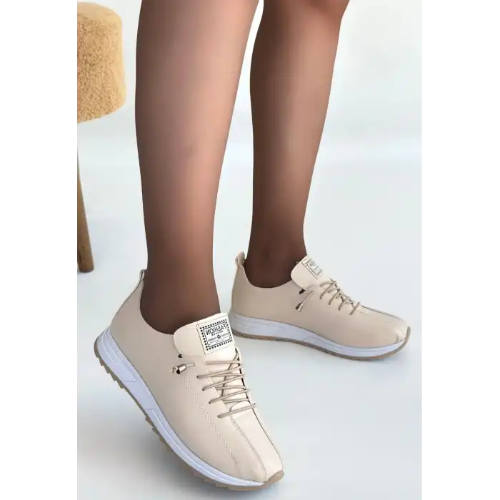 MONYA BEJ CİLT BAĞCIKLI SPOR AYAKKABI