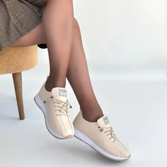 MONYA BEJ CİLT BAĞCIKLI SPOR AYAKKABI