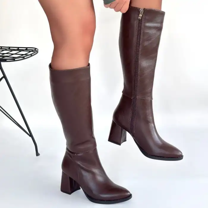 MORENA ACI KAHVE CİLT TOPUKLU ÇİZME