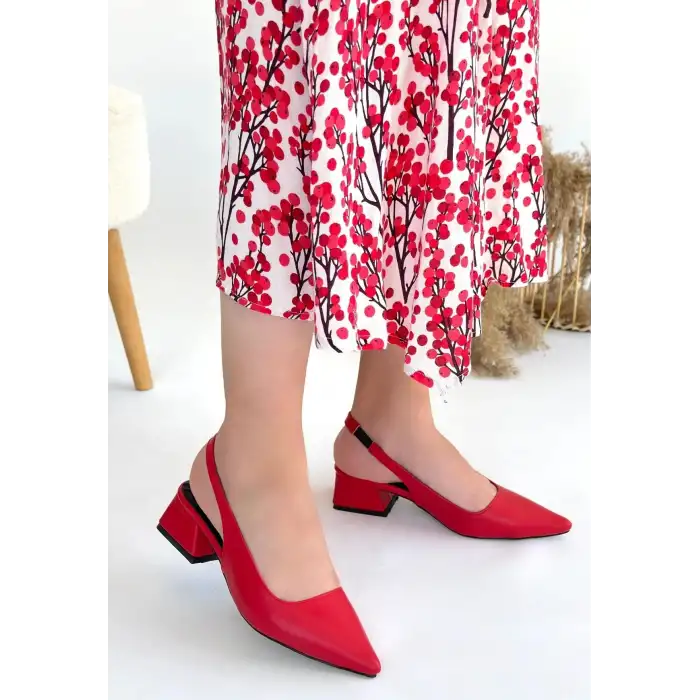 MORJİ KIRMIZI CİLT TOPUKLU AYAKKABI