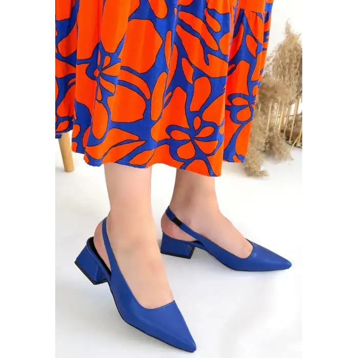 MORJİ MAVİ CİLT TOPUKLU AYAKKABI