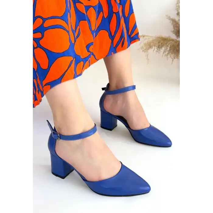 MULEN MAVİ CİLT TOPUKLU AYAKKABI