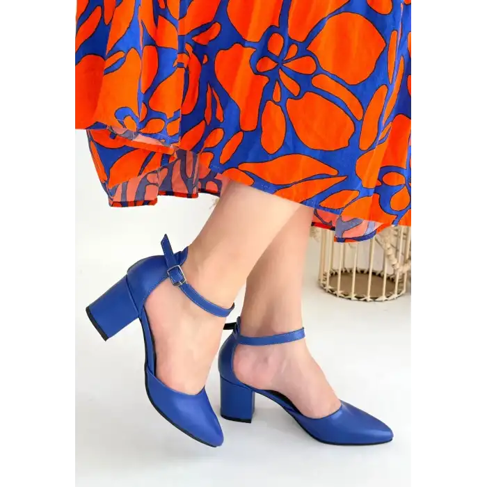 MULEN MAVİ CİLT TOPUKLU AYAKKABI