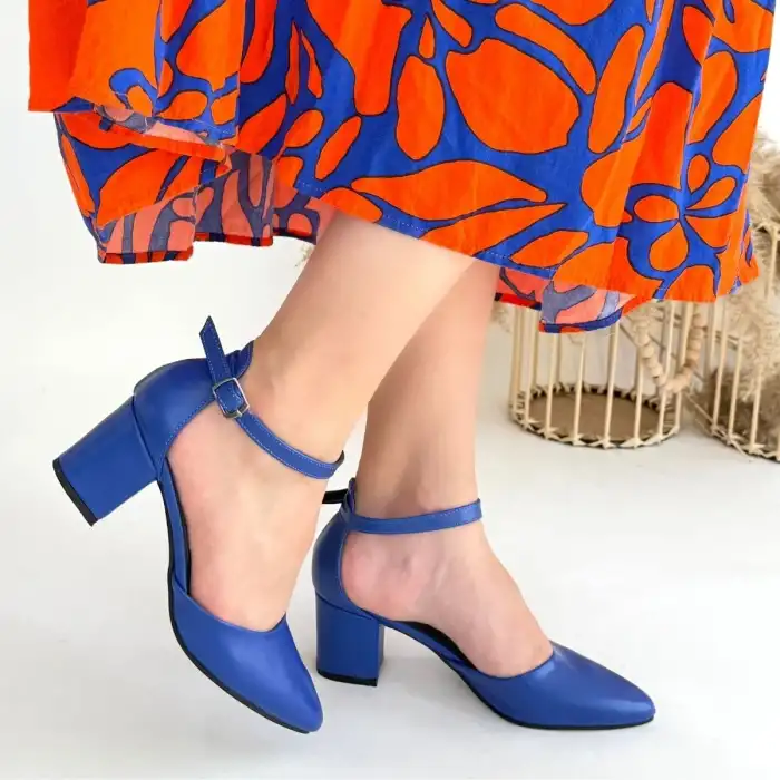 MULEN MAVİ CİLT TOPUKLU AYAKKABI