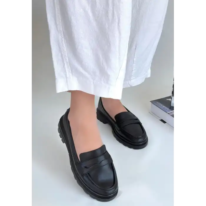 NARLİ SİYAH CİLT OXFORD AYAKKABI