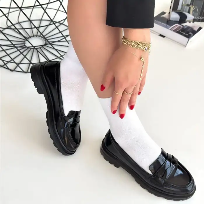 NARLİ SİYAH RUGAN OXFORD AYAKKABI