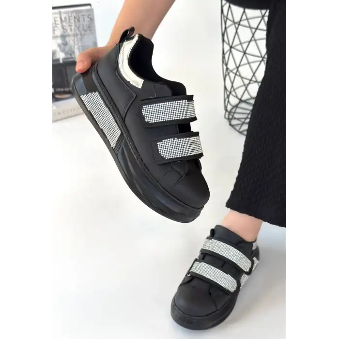 NİNO SİYAH CİLT CIRT CIRTLI SPOR AYAKKABI