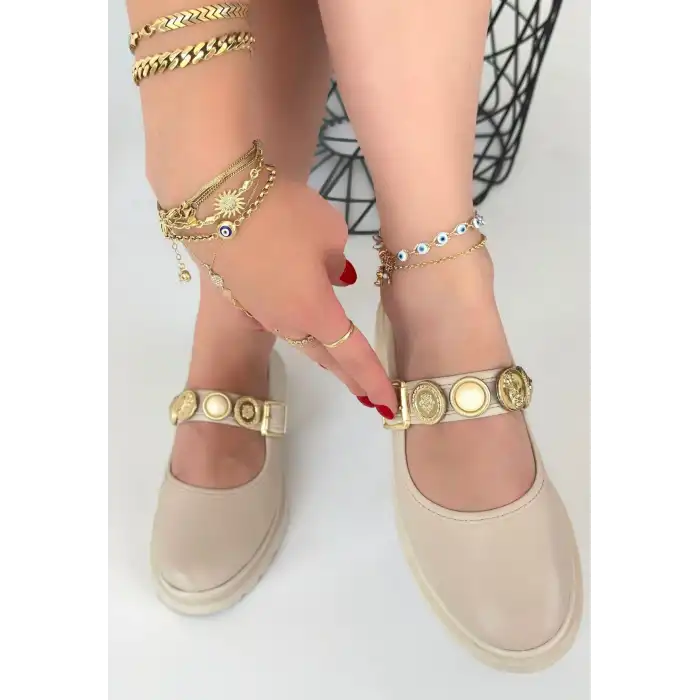 OKİRA BEJ CİLT OXFORD AYAKKABI