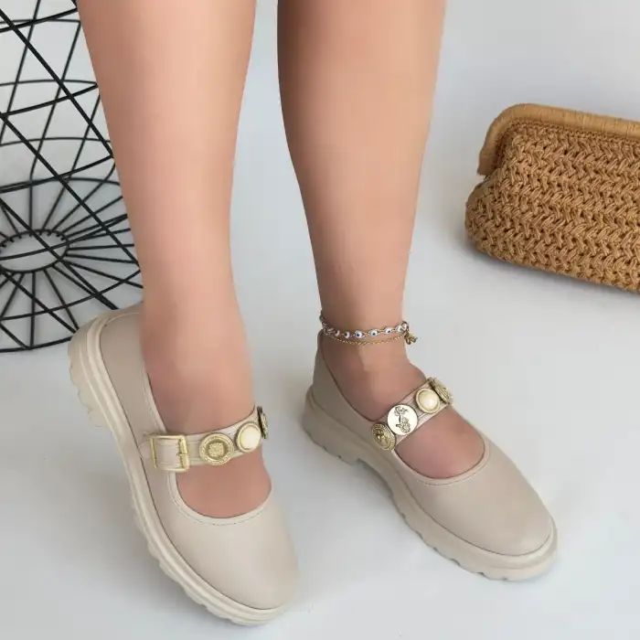 OKİRA BEJ CİLT OXFORD AYAKKABI