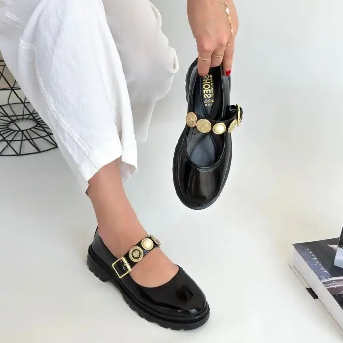 OKİRA SİYAH RUGAN OXFORD AYAKKABI