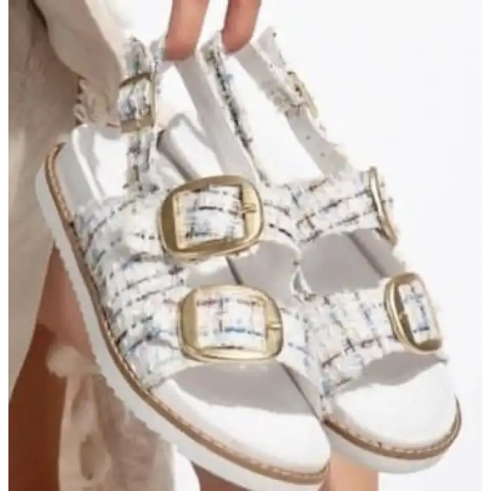 OLİRA BEYAZ SİMLİ KEMERLİ SANDALET