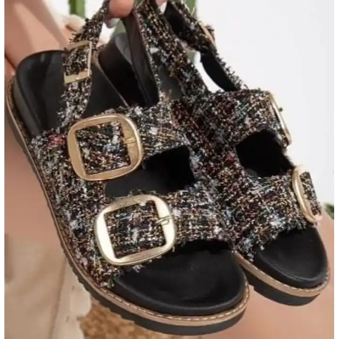 OLİRA SİYAH SİMLİ KEMERLİ SANDALET