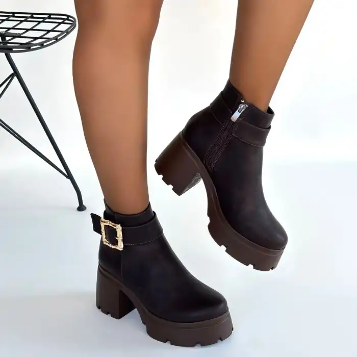 PİNMA ACI KAHVE CİLT TOPUKLU BOT