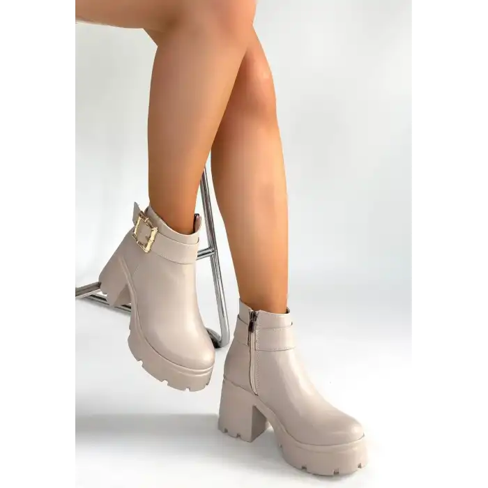 PİNMA BEJ CİLT TOPUKLU BOT