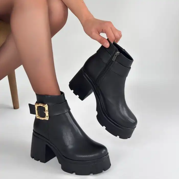 PİNMA SİYAH CİLT TOPUKLU BOT