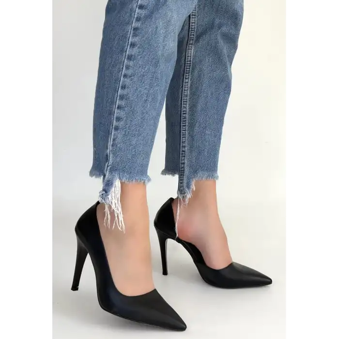 PLEY SİYAH CİLT STİLETTO AYAKKABI
