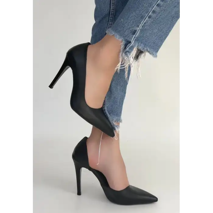 PLEY SİYAH CİLT STİLETTO AYAKKABI