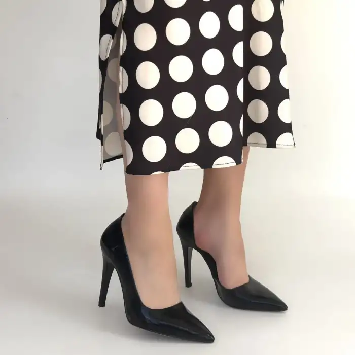 PLEY SİYAH RUGAN STİLETTO AYAKKABI