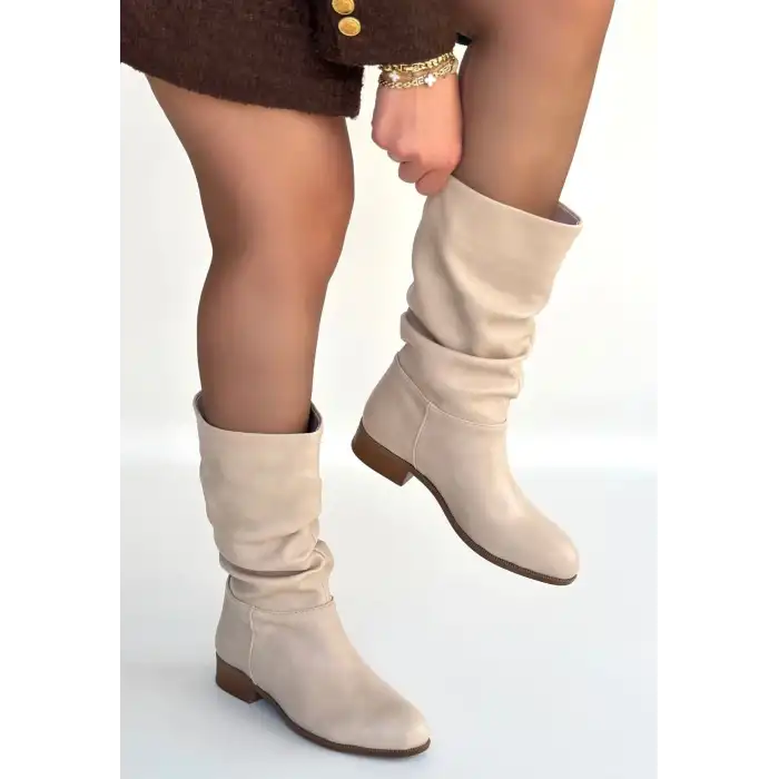 PLOD BEJ CİLT KÖRÜKLÜ ÇİZME