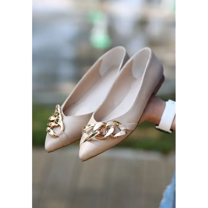 POPİ NUDE CİLT ZİNCİRLİ BABET AYAKKABI