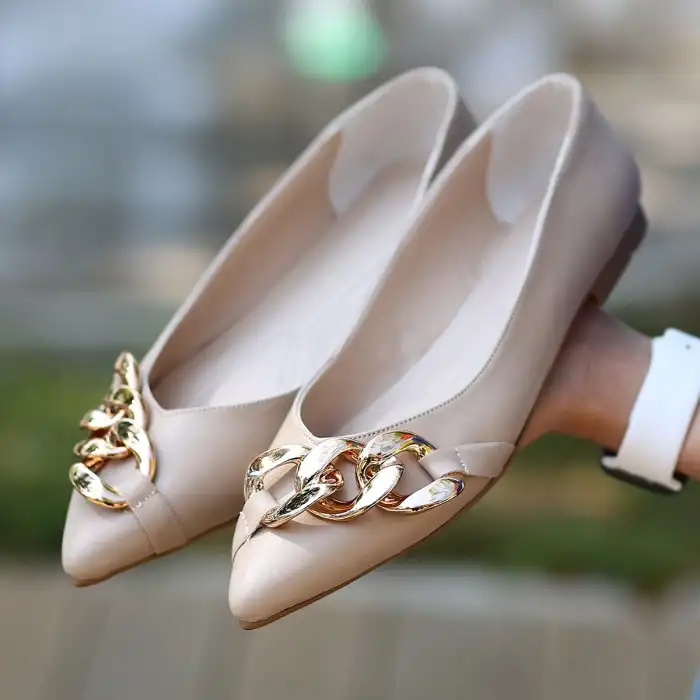 POPİ NUDE CİLT ZİNCİRLİ BABET AYAKKABI