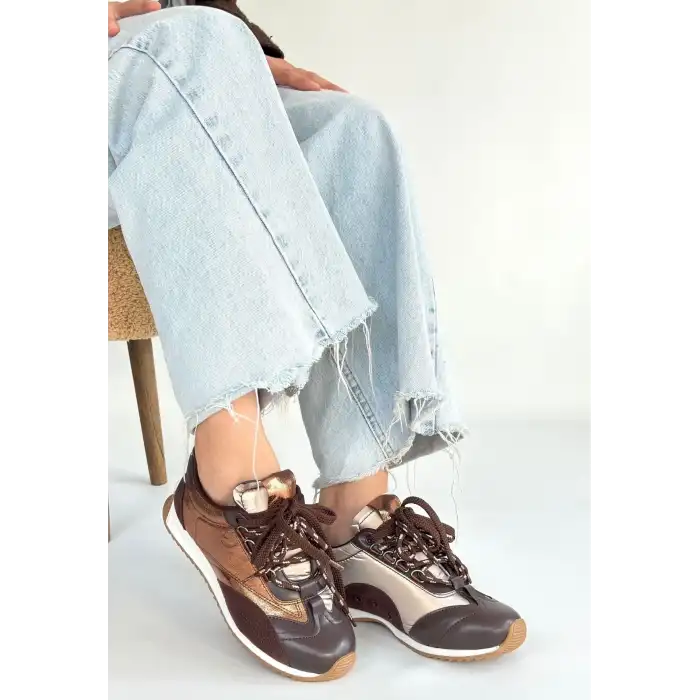 RANU KAHVERENGİ CİLT PARAŞÜT DETAYLI BAĞCIKLI SPOR AYAKKABI