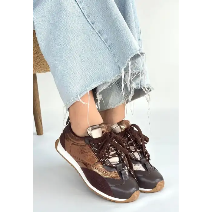 RANU KAHVERENGİ CİLT PARAŞÜT DETAYLI BAĞCIKLI SPOR AYAKKABI