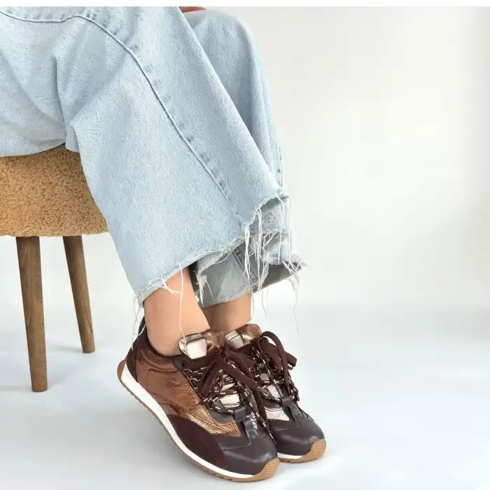 RANU KAHVERENGİ CİLT PARAŞÜT DETAYLI BAĞCIKLI SPOR AYAKKABI