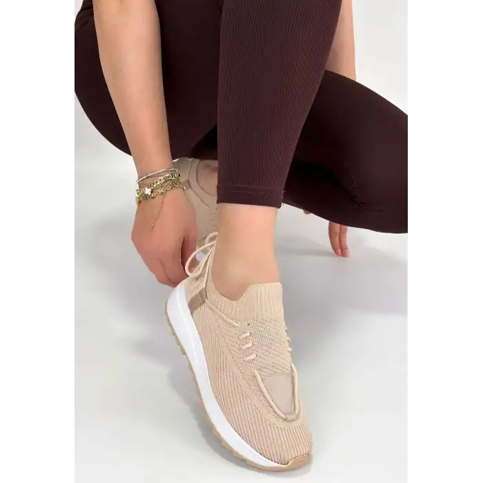 RENJİ BEJ TRİKO BAĞCIKLI SPOR AYAKKABI