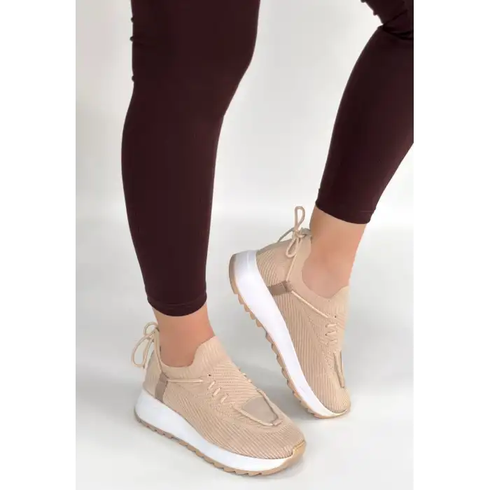 RENJİ BEJ TRİKO BAĞCIKLI SPOR AYAKKABI