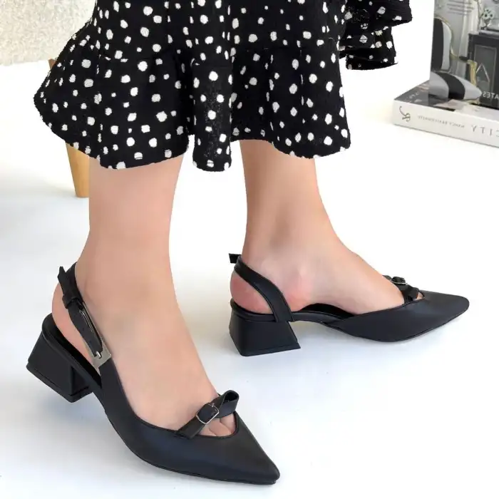 REWAT SİYAH CİLT TOPUKLU AYAKKABI