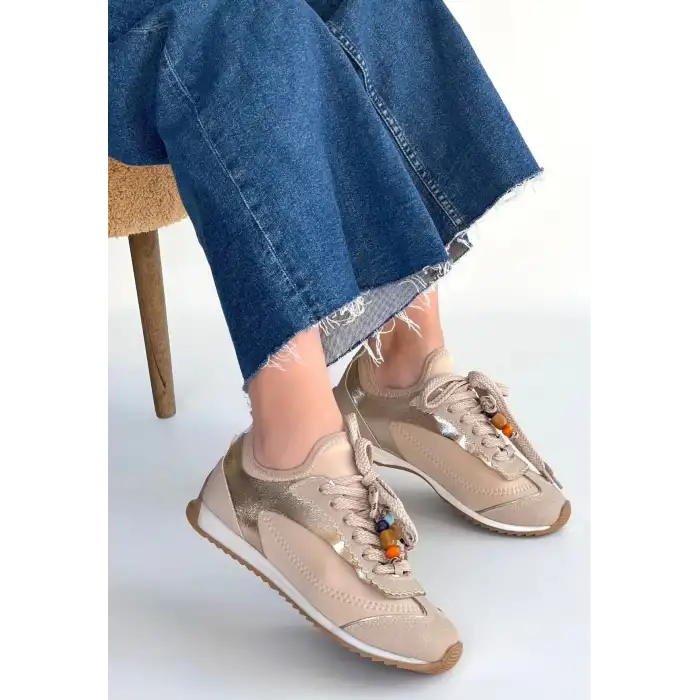 RİAF BEJ CİLT BAĞCIKLI SPOR AYAKKABI