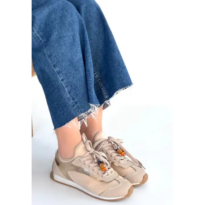 RİAF BEJ CİLT BAĞCIKLI SPOR AYAKKABI