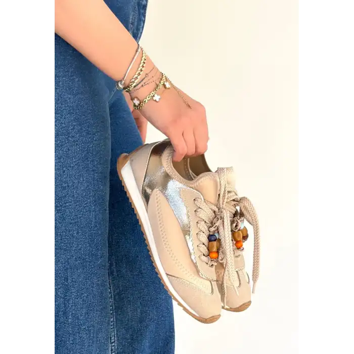 RİAF BEJ CİLT BAĞCIKLI SPOR AYAKKABI
