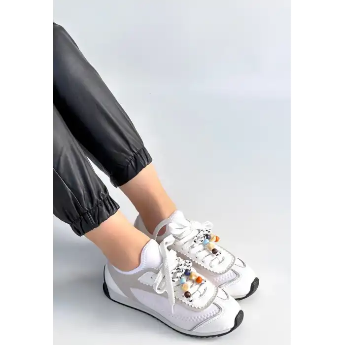 RİAF BEYAZ CİLT BAĞCIKLI SPOR AYAKKABI